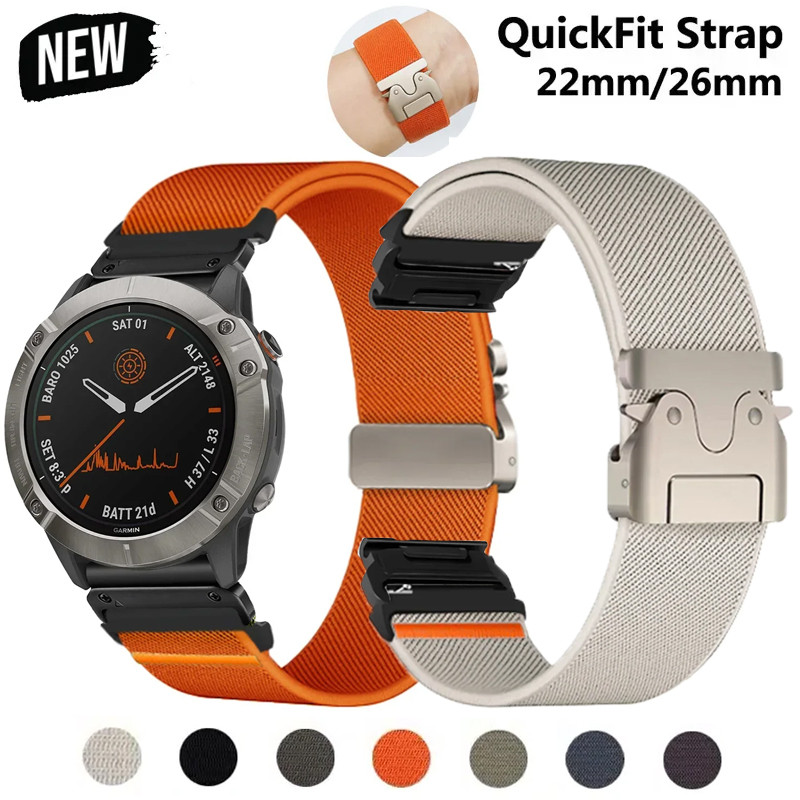22/26 มม.ไนลอน Quick Fit สําหรับ Garmin Descent G1 G2 Tactix 8 Fenix 8 47 มม.51 มม.approach S62 S70 S50 D2 Delta นาฬิกาสร้อยข้อมือ