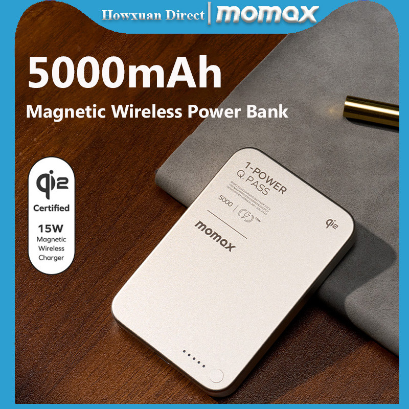 Momax Qi2 5000mAh PD15W Magnetic Power Bank Ultra Thin Fast Charging Powerbank