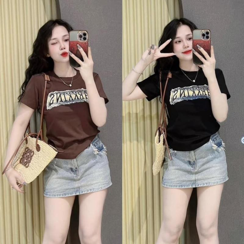 เสื้อยืดฤดูร้อน คอกลม สำหรับผู้หญิง แขนสั้น พิมพ์ลายตัวอักษร ดีไซน์เรียบง่าย เสื้อแขนสั้น