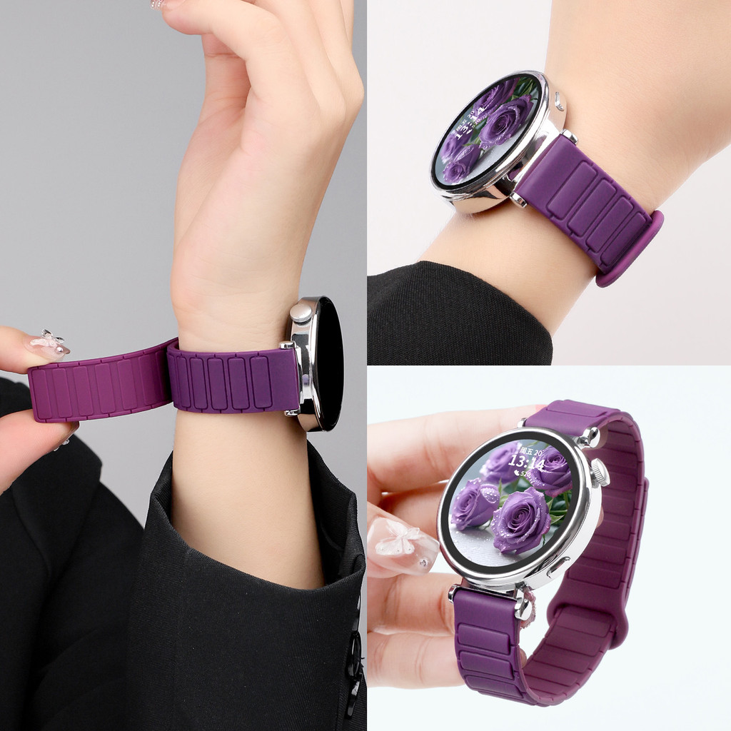 สายรัดข้อมือซิลิโคนแม่เหล็กเหมาะสําหรับ Huawei GT4/GT5 (41 มม.) สายรัด GT5pro (42 มม.) GT3/GT2 สายรัดกีฬา 18 มม.