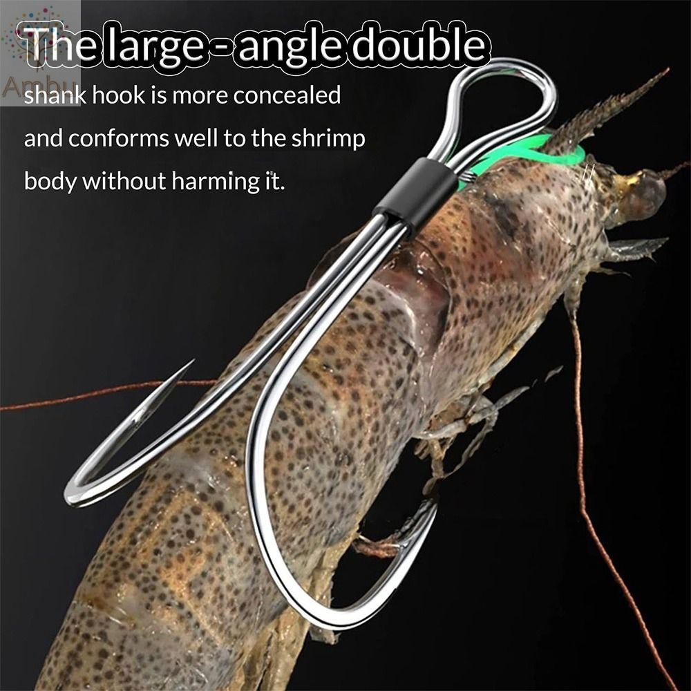 Ambu 5 ชิ้นกุ้งสดเหยื่อตะขอ,ตะขอคู่ Pickerel High-carbon Steel Fishhook, Wacky Weedless Worm Wide Gap 3 ขนาด Hawksbill ตะขอเดี่ยวตกปลาทะเล