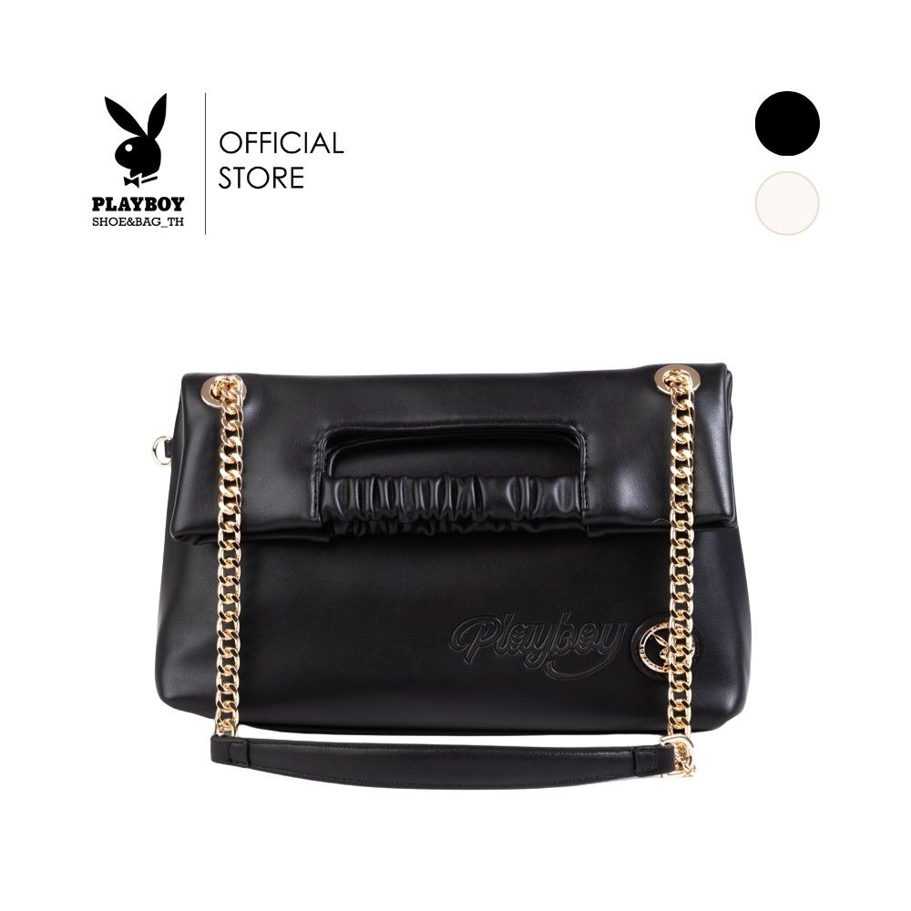 Playboy รุ่น Litty Flap Clutch Bag กระเป๋าสะพายข้างผู้หญิง รหัส ST-B253PB624 ดีไซน์ทรง Flap Clutch แถมฟรีPom Pom charm