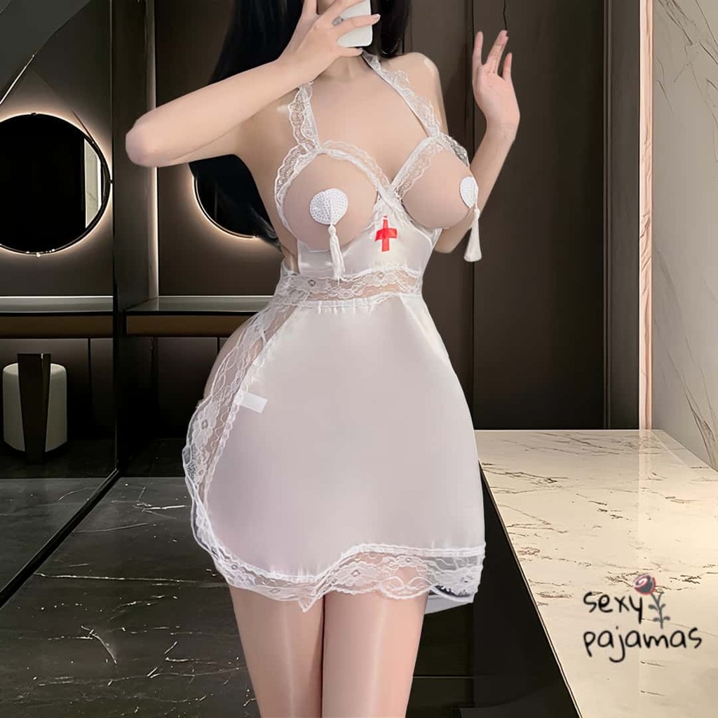 sexy pajamas🤍🩵ชุดคอสเพลย์ ชุดพยาบาล sexy ราคาถูก ชุดยั่ว อก ส่งจากไทย