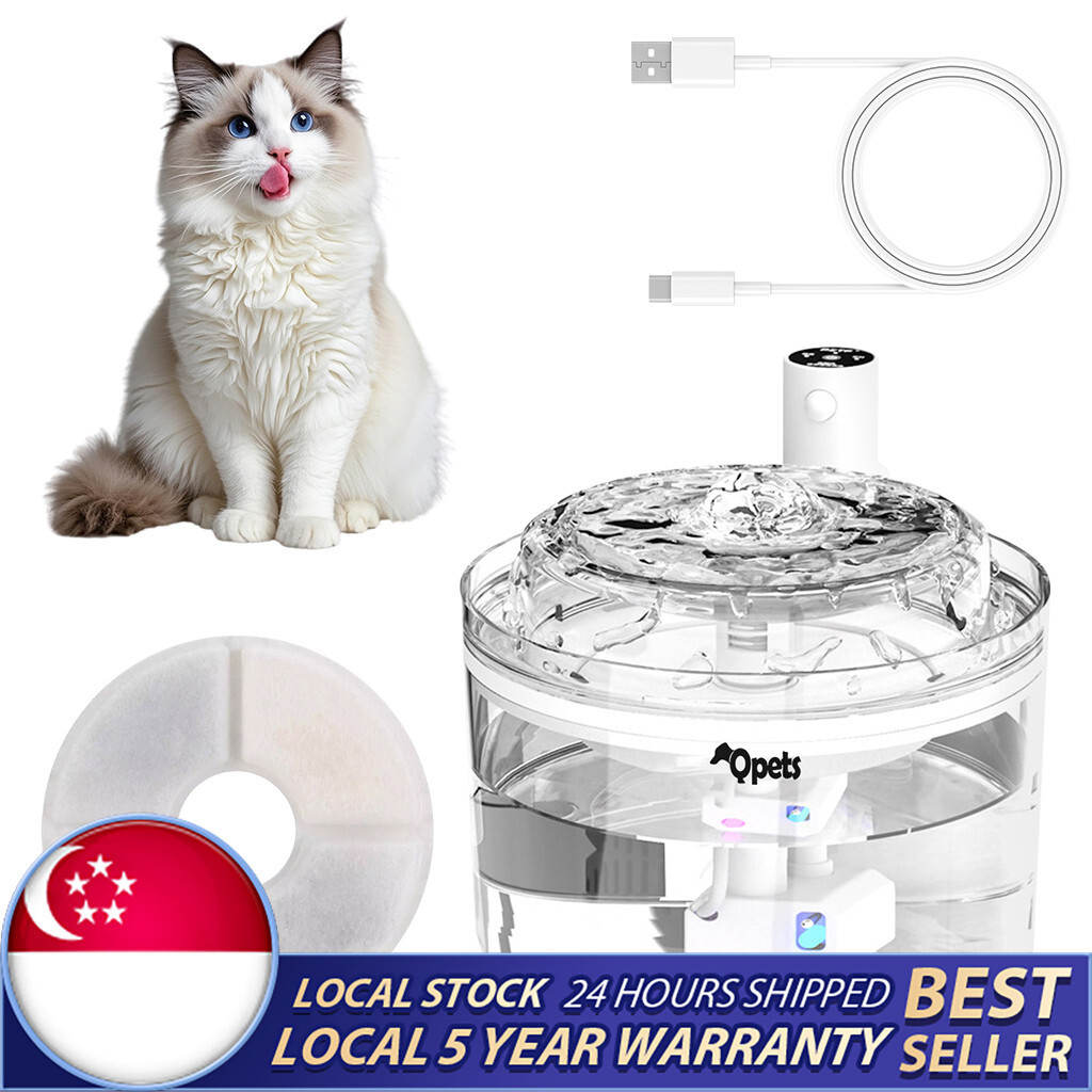 คิวเพทส์® 2L UV น้ําพุแมว 3 โหมด 120 วันแบตเตอรี่ที่เงียบสงบเป็นพิเศษ 25dB