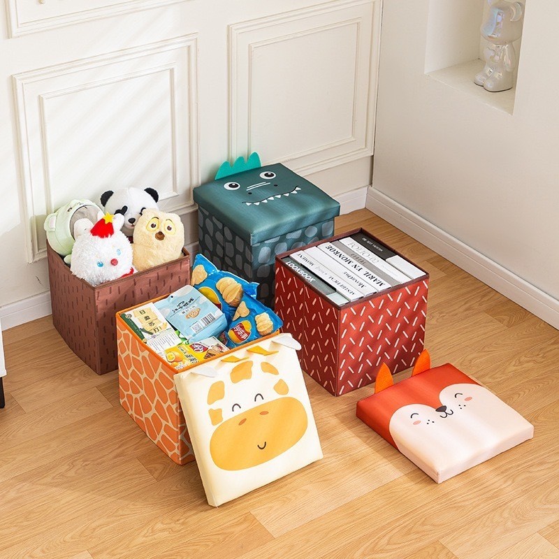 Greenforst กล่องเก็บของนั่งได้ กล่องใส่ของ กล่องพับเก็บได้ ลายการ์ตูนน่ารัก รุ่น 2072