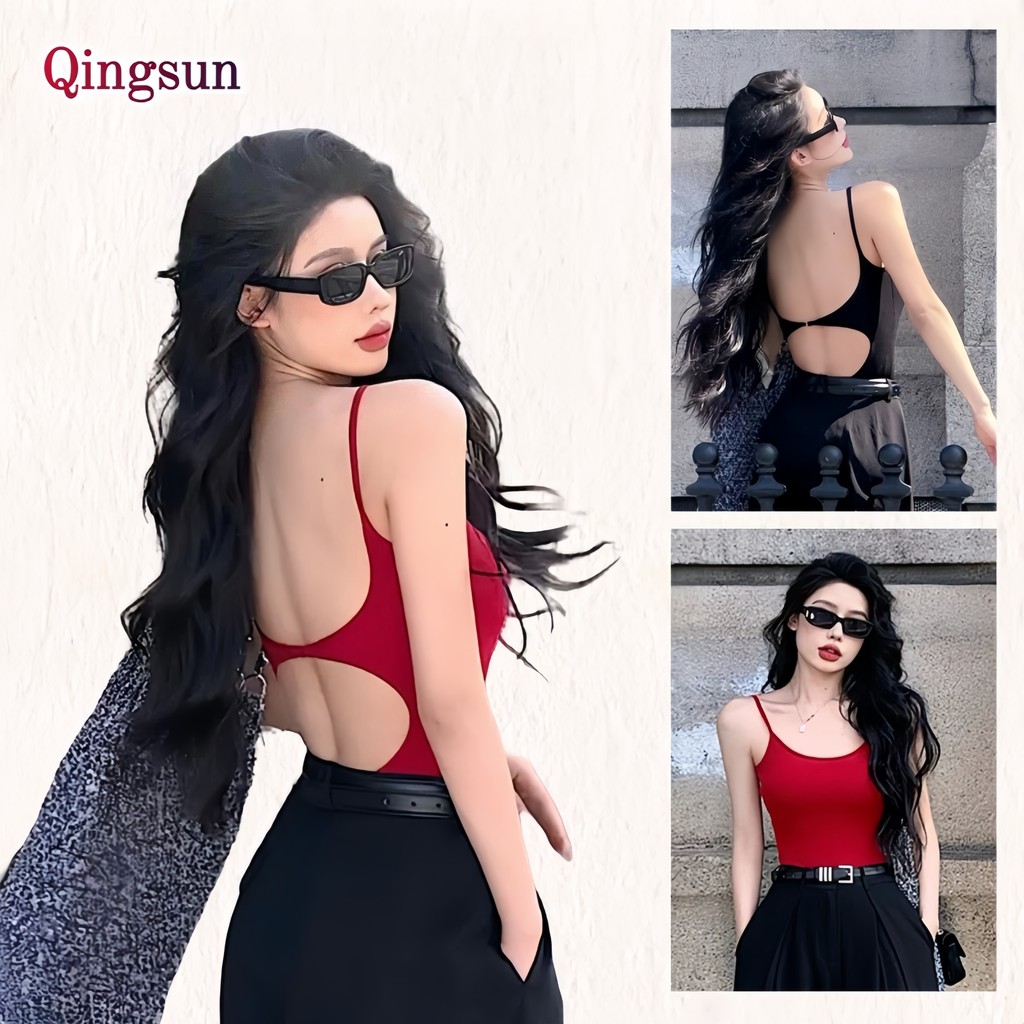 ชุดบอดี้สูท มีฟองน้ำ ผ้าใส่สบาย ว้าวหลัง เซ็กซี่ ผ้าร่อง "FY2634-1" Qingsun