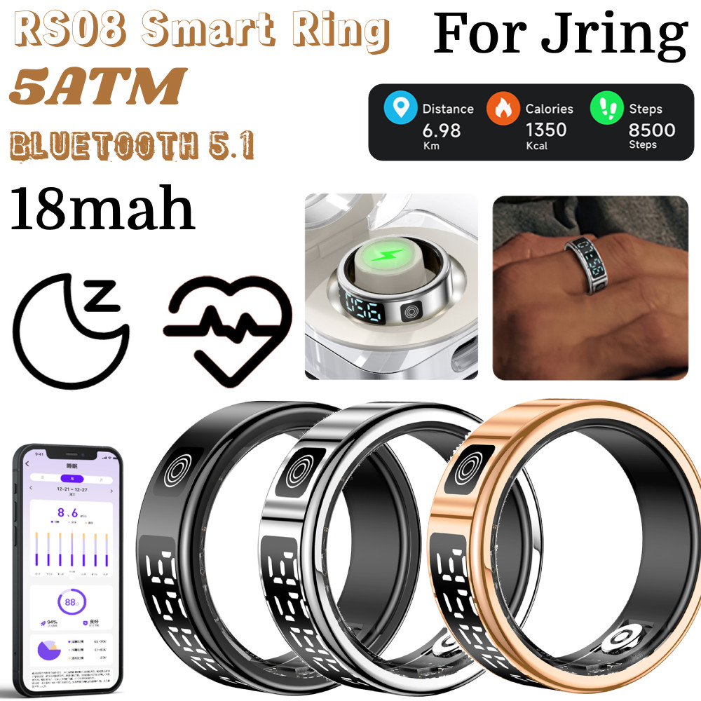 18mah SR08 สมาร์ทแหวนสุขภาพฟิตเนสแหวน 5ATM กันน้ําบลูทูธ 5.1 Heart Rate การตรวจสอบการนอนหลับสําหรับ 