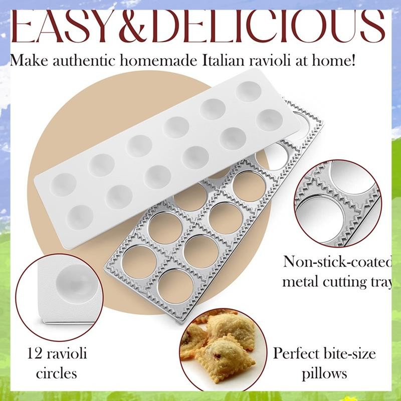 Ravioli Maker แม่พิมพ์ Potsticker เนื้อ Dumpling Maker, Ravioli แสตมป์พาสต้าชุดทําพาสต้าเครื่องมือ
