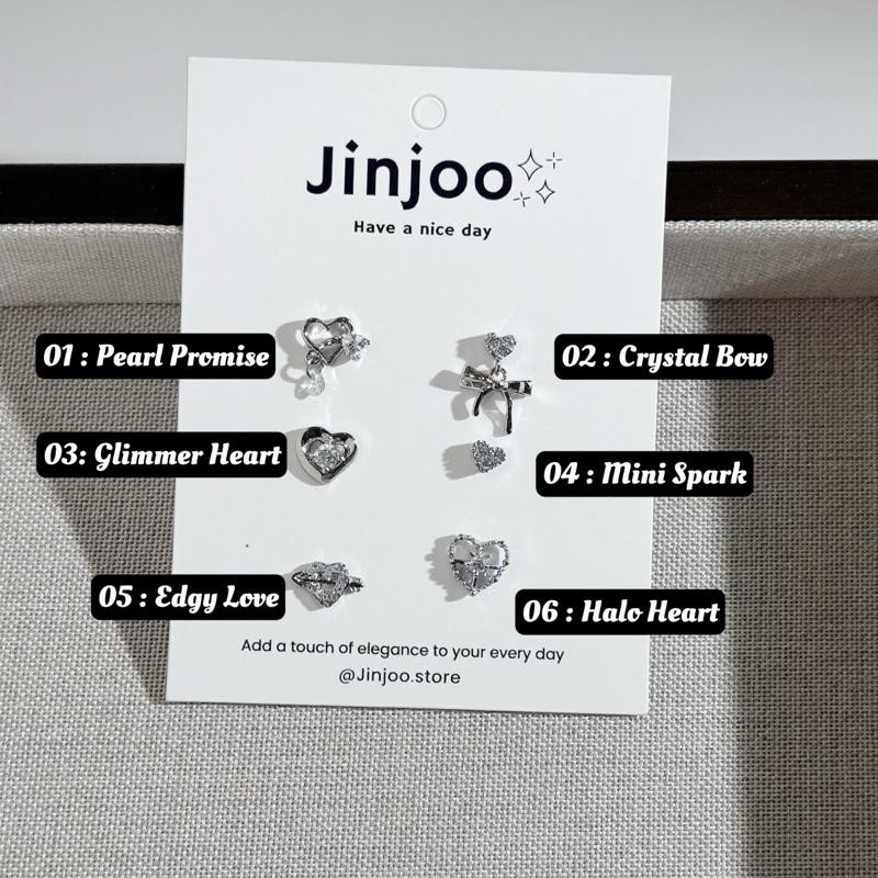 Jinjoo จิวต่างหู Twinkle Hearts Set ดีไซน์หลากหลาย หวานแต่หรูเล็กๆ