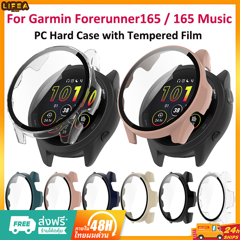 สําหรับ Garmin Forerunner 165 / 165 Music เคส Protector Cover PC Hard Shell + ฟิล์มกระจกนิรภัย