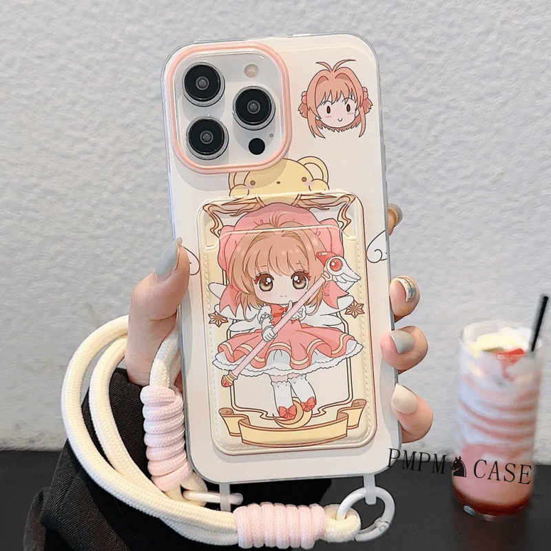 สีชมพูน่ารักการ์ตูนสายคล้องผู้ถือบัตรปลอก Xiaomi C85 15 14 14T M3 M4 M4 M5S 12T 13T Pro C65 C75 X5 X