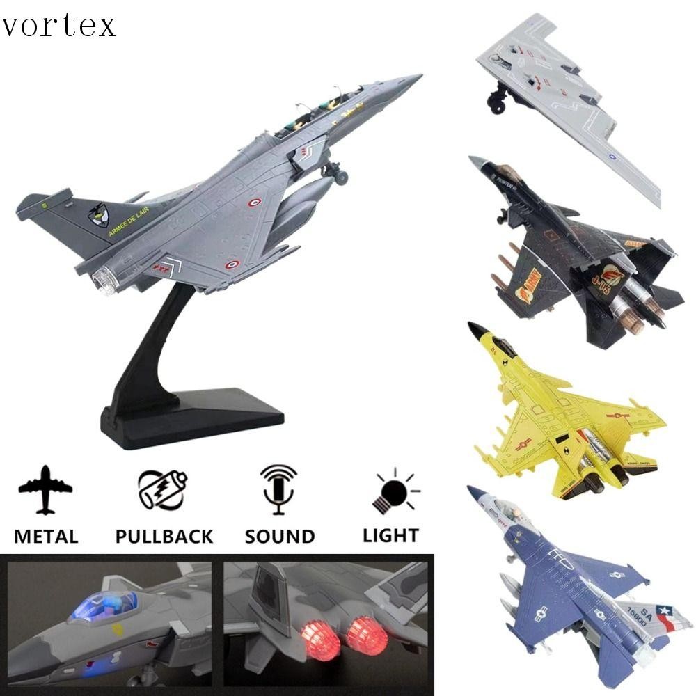 VORTEXG ของเล่นเครื่องบินรบ, Diecast F16 F22 F35 Aviao Plane รุ่น, เค้ก Topper Collection พร้อมแสงเสียง Pullback & Go Jet Plane ของเล่นเด็กของขวัญ