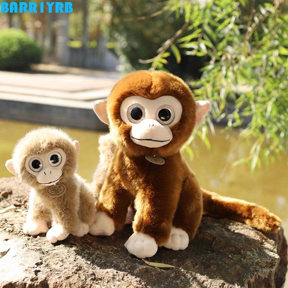 BARR1YRB ตุ๊กตาลิงสีทอง Big Eyed ลิงหางยาว 17/30 ซม. ตุ๊กตาลิงสีน้ําตาลของเล่นเด็ก