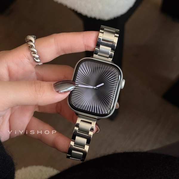 สายนาฬิกา สาย applewatch Yiyishop สแตนเลสสตีลโลหะบอลลูนสีฟ้าเหมาะสําหรับ iwatchS10S9 สายคล้องคุณภาพส