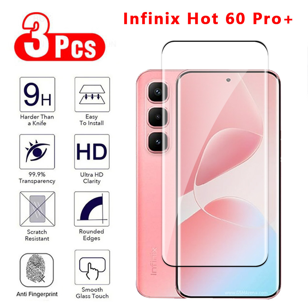 3D Curved Edgeกระจกนิรภัยป้องกันหน้าจอสําหรับInfinix HOT 60 Pro + 4G 5G 2025 Full Coverฟิล์มสําหรับInfinix HOT60ProPlus X6886 Hot60Pro 60Pro ฟิล์มกระจกใส