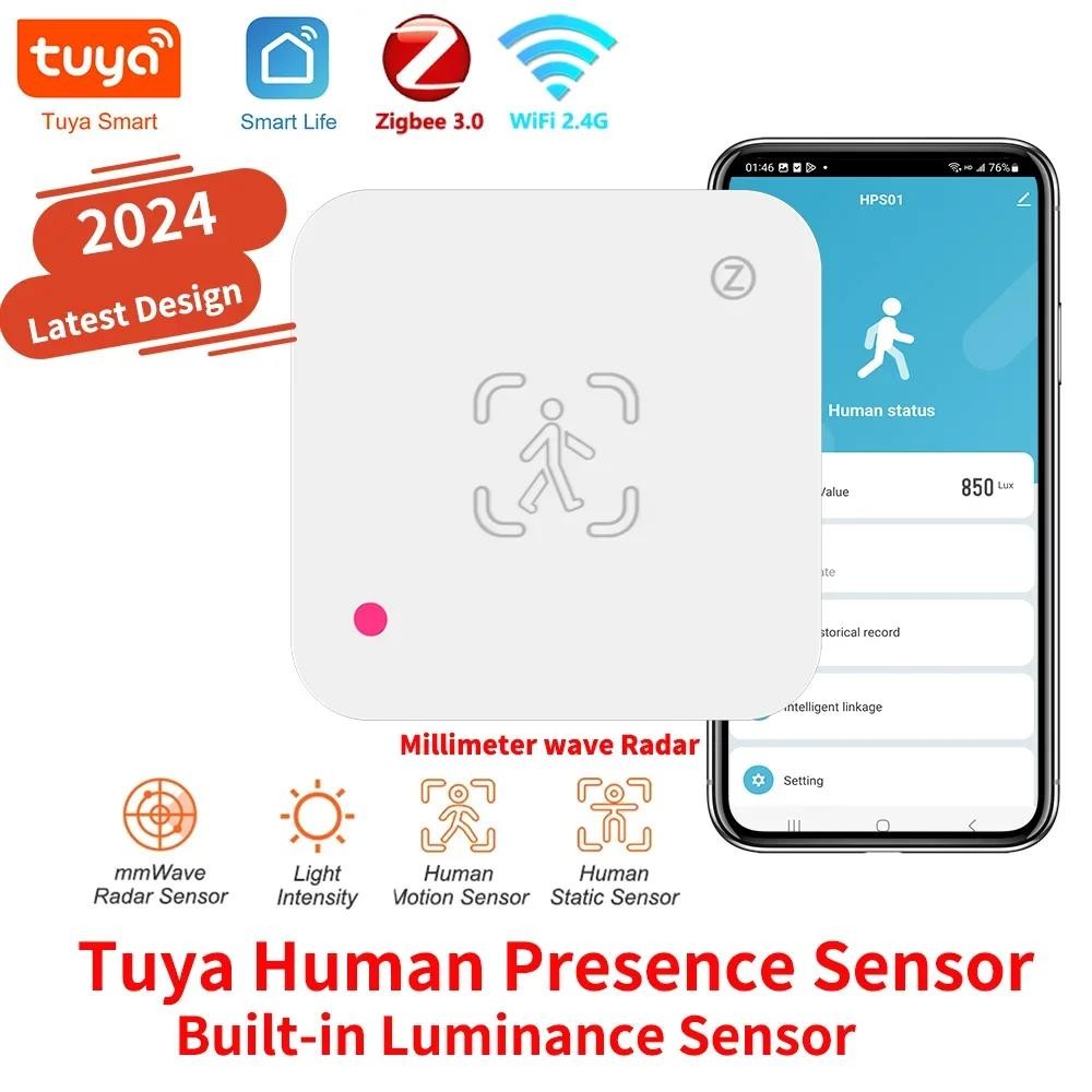 Tuya Zigbee WiFi Human Presence Sensor MmWave Radar Detector พร้อม Luminance Sensor สําหรับ Smart Ho