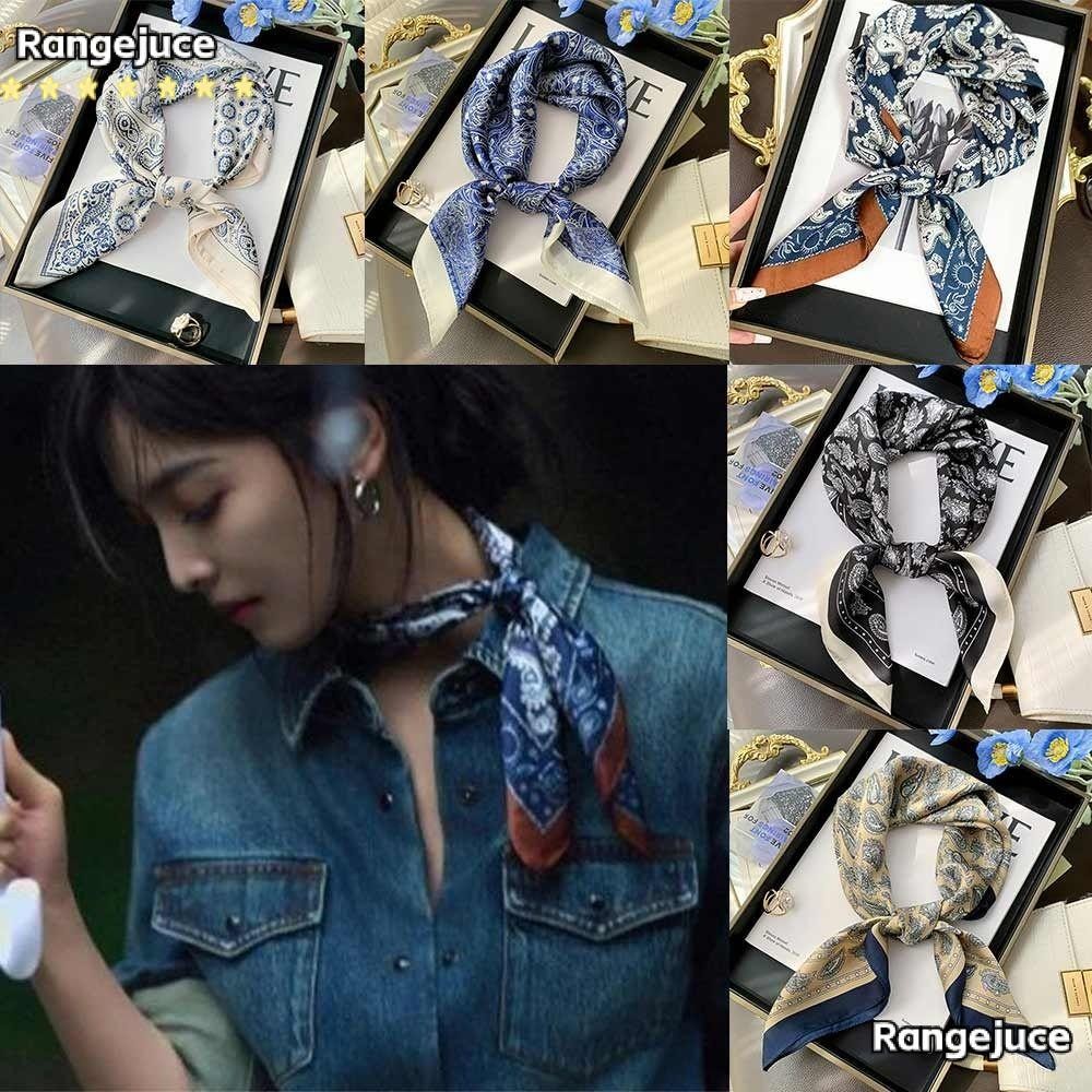 RANGEJUCE ผ้าพันคอดอกไม้ ขนาด 70*70 ซม., สำหรับฤดูกาลต่างๆ