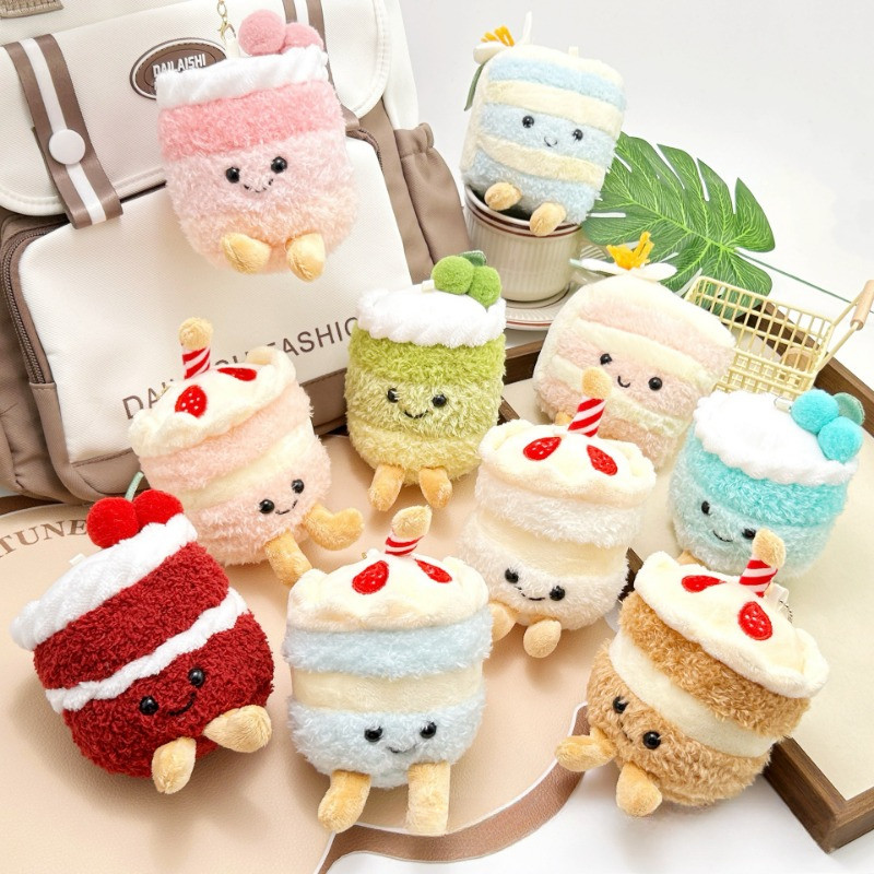 การ์ตูนอาหารพวงกุญแจน่ารักเชอร์รี่เค้กจี้กระเป๋าตกแต่งสร้างสรรค์ตลกรถพวงกุญแจเครื่องประดับของขวัญสําหรับเพื่อนที่ส