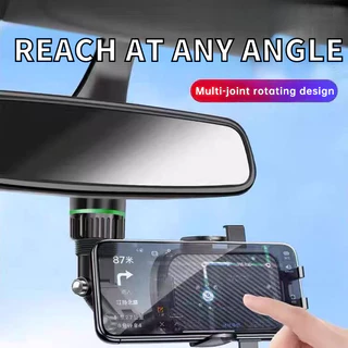 รถโทรศัพท์ยึดสากลรถกระจกมองหลังโทรศัพท์เมา360° ปรับการทํางานมือเดียวง่าย