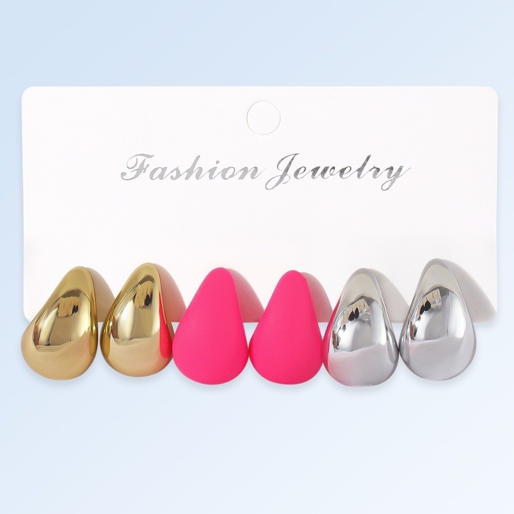 MELODYGOODS ต่างหูแบบหยดน้ำเรียบหรู 6 คู่ เหมาะสำหรับวันพิเศษและสวมใส่วันธรรมดา - รูปที่ 5