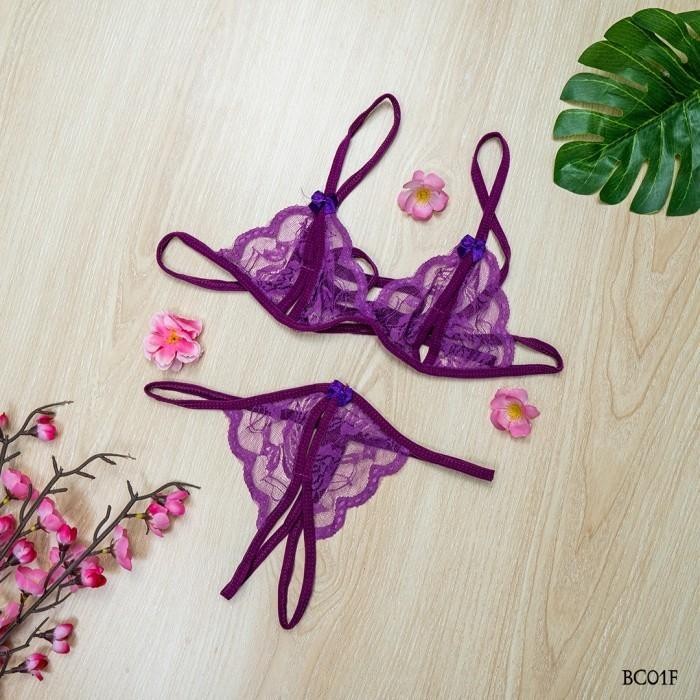 UNGU G String บราเซ็กซี่ Bh Cd Thong Braset Daleman เซ็กซี่สีม่วง BC01F