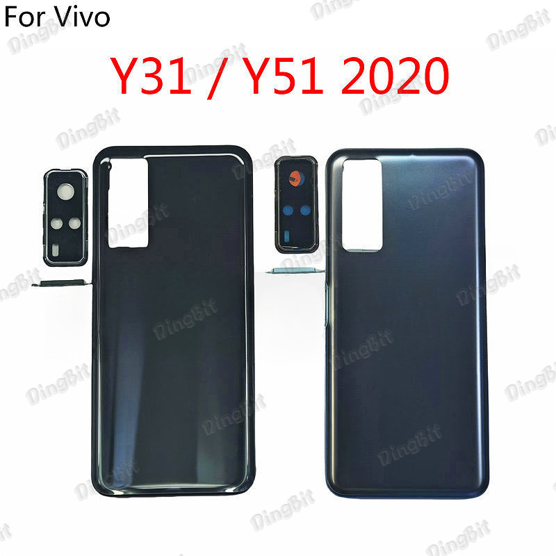 สําหรับ Vivo Y31 Y51 2020 Y51A ฝาหลังแบตเตอรี่ที่อยู่อาศัยกรอบกลางปุ่มด้านข้างเลนส์กล้อง