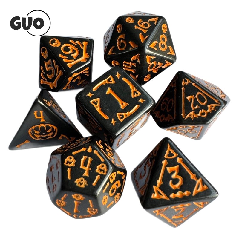 7pcs Hollowed Out Pattern Digital Dice Set for TRPG RPG COC Cthulhu D20 D12 D10 D8 D6 D4 Table Game 