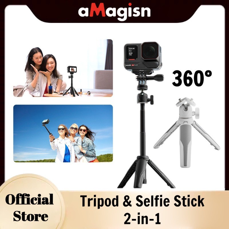 ไม้เซลฟี่ขาตั้งกล้อง aMagisn Telescoping พร้อม 360°หัวบอลสําหรับกล้องแอคชั่นแคมเมรา,ตัวยึดขาตั้งกล้อ