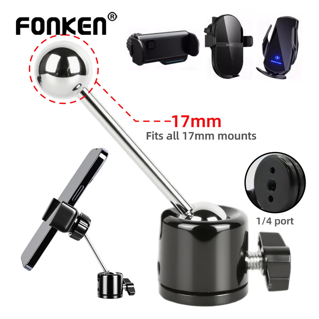 Fonken Double Ball 360° หมุนโลหะขาตั้งกล้องเมากล้องยึดโทรศัพท์1/4สกรู17มิลลิเมตรหัวบอลอะแดปเตอร์อุปก
