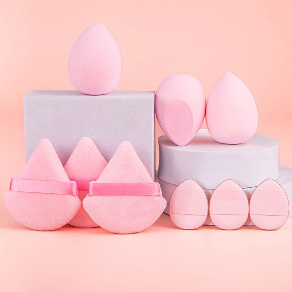 9 ชิ้น/เซ็ตแต่งหน้าฟองน้ําชุด Face Beauty เครื่องสําอางแป้งพัฟสําหรับ Foundation ครีมคอนซีลเลอร์ Mak