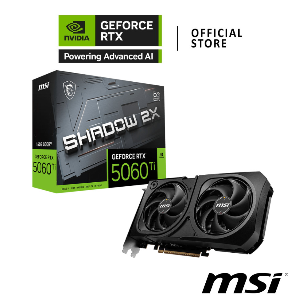 MSI NVIDIA® GeForce RTX™ 5060 Ti 16G SHADOW 2X OC PLUS VGA Card การ์ดจอ