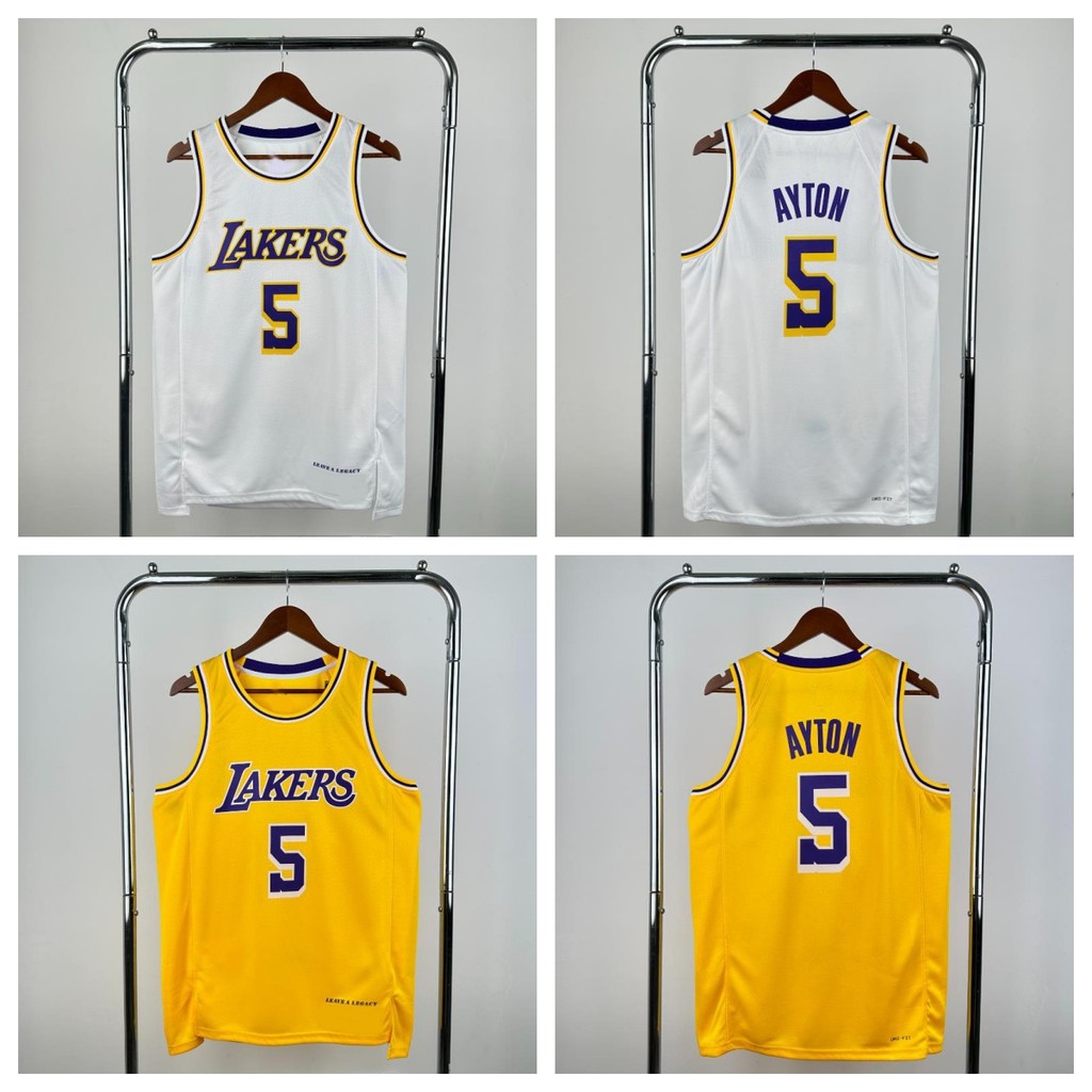 [กดร้อน]Lakers No.5 Ayton เสื้อบาสเก็ตบอลพร้อม LOGO James Kobe Davis