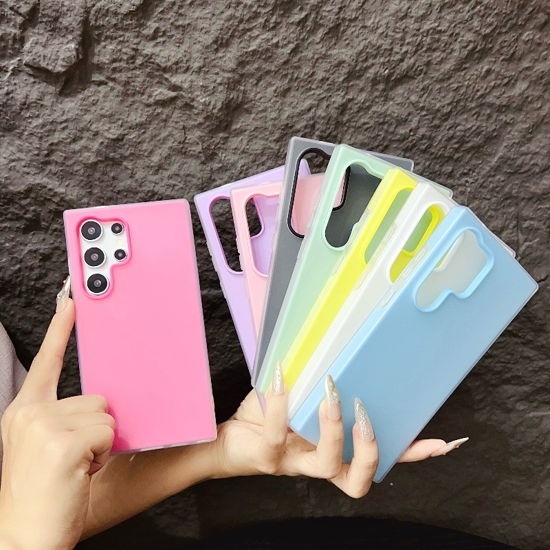 สีลูกกวาด 2 in 1 ซิลิโคนด้าน เคสโทรศัพท์เยลลี่ เหมาะสำหรับ Samsung S25 Ultra S25 S24 S23 FE S21 FE กันกระแทก กันรอยนิ้วมือ สวยเรียบหรู - ภาพย่อย 3