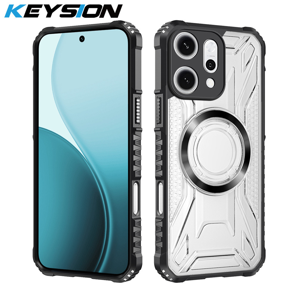 KEYSION แม่เหล็กโปร่งใสสําหรับ OPPO Reno14 Pro 5G ซิลิโคน + PC Heavy Duty กันกระแทกฝาครอบโทรศัพท์สําหรับ OPPO Reno 14 Pro