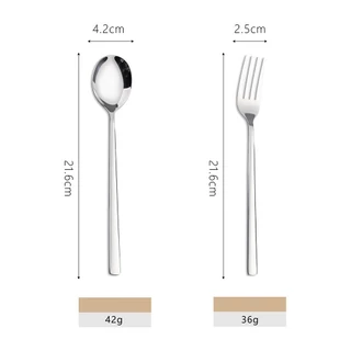 ช้อน&ส้อม-เกาหลี-แสตนเลส/1คู่-ยาว 21.6 ช้อนสแตนเลสหนา ซมเนื้อสแตนเลสตัน ช้อนกลม ช้อนซุป COD