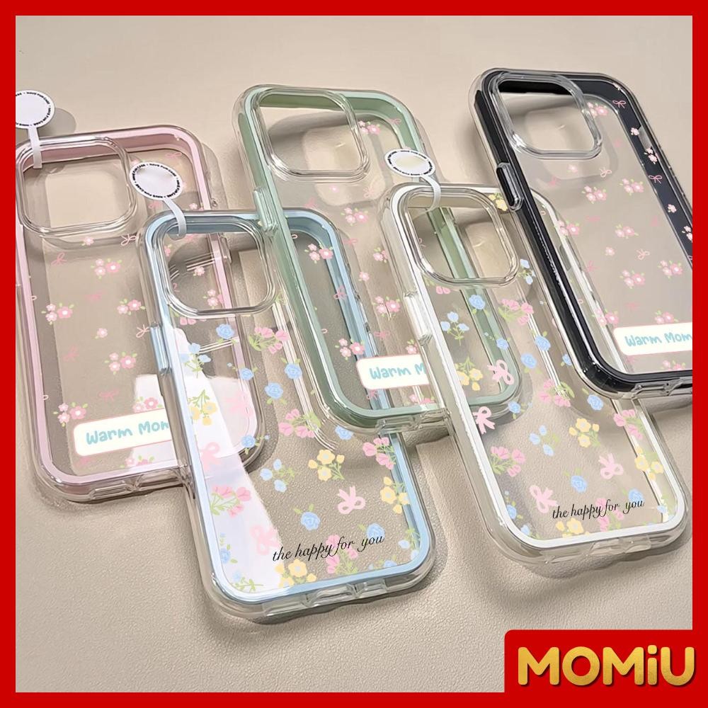 MOMiU - นิ่ม 2in1 สีแคนดี้ เข้ากันได้สำหรับ เคสไอโฟน11 เคส iphone 16 Pro Max 7Plus XR 12 13 14 15 ดอกไม้และโบว์สวยๆ