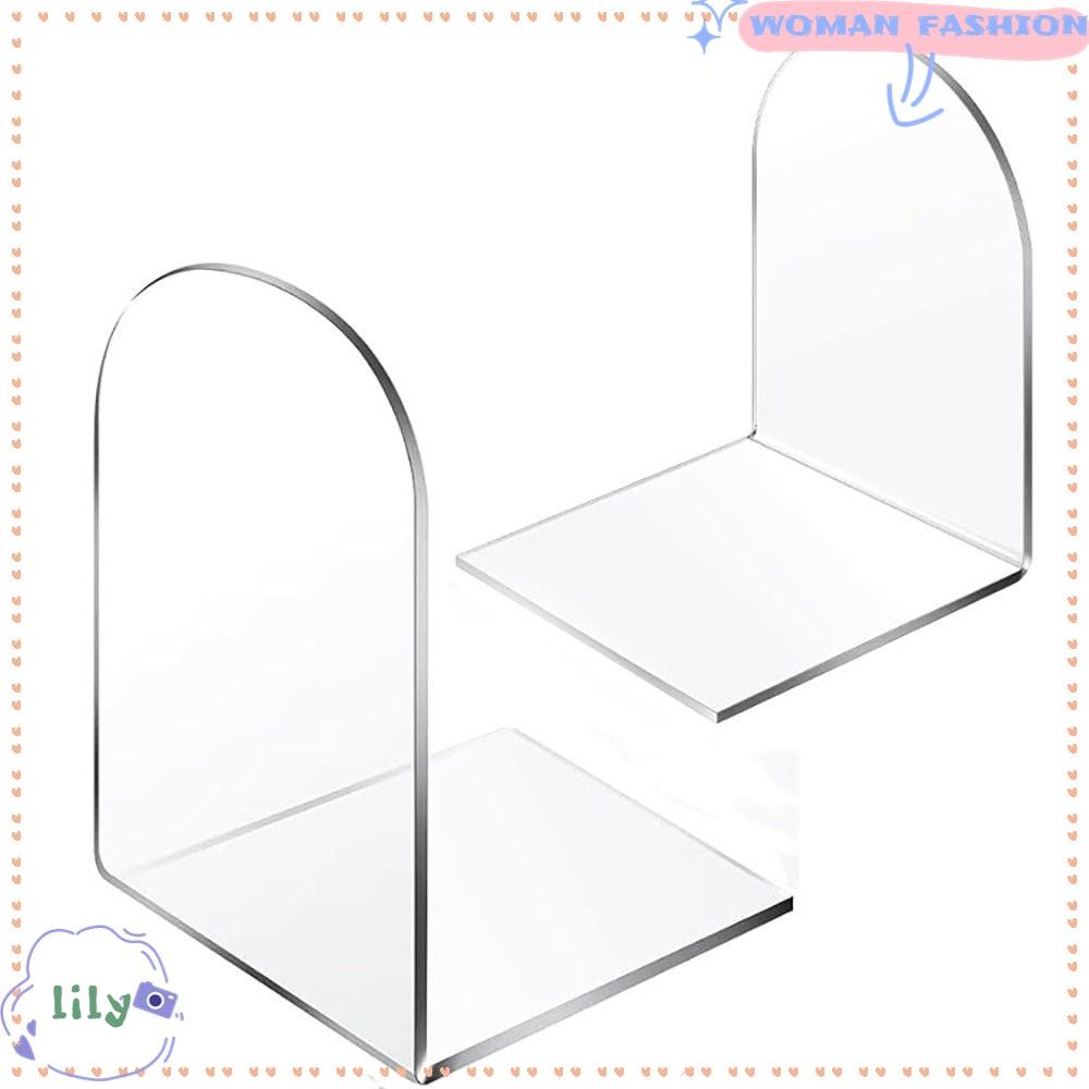 LILY Book Holder, Non-Skid Universal Bookends, Accessories Transparent Acrylic Book Stopper