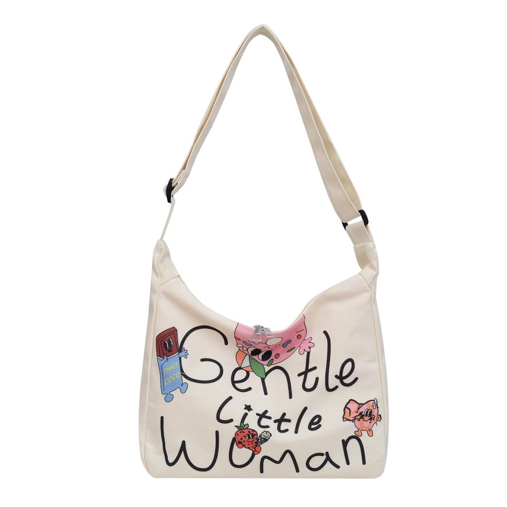 กระเป๋าผ้าแคนวาสผู้หญิง ความจุขนาดใหญ่ | กระเป๋าถือสะพายไหล่ อเนกประสงค์  เหมาะสำหรับนักศึกษาและใช้งานได้หลากหลาย-8016 - รูปที่ 6