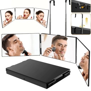 Espelho Triplo 3 Vias para Corte de Cabelo 360° Portátil | Barbear DIY para Casa Banheiro Viagem
