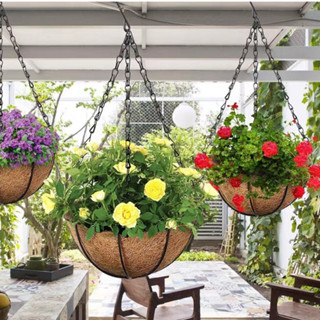 กระถางต้นไม้ ตะกร้าแขวนต้นไม้ สไตล์ยุโรป สามารถวางชายคาระเบี…