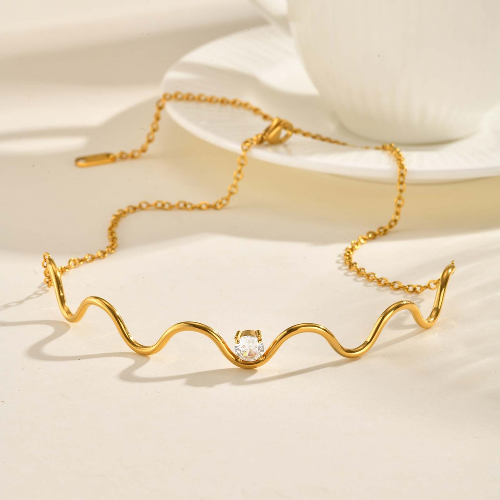 Vnox หยักรอบZircon Cubicสร้อยข้อมือชุดสร้อยคอสําหรับผู้หญิง,ทองสแตนเลสNon Tarnishชุดง่ายชายหาดเครื่องประดับฤดูร้อน - รูปที่ 6