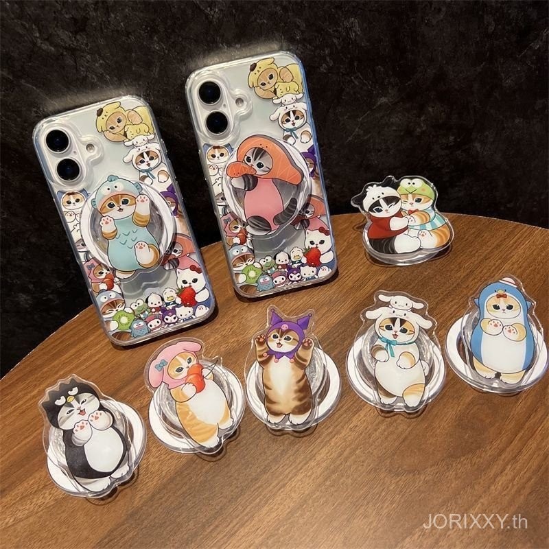 ใหม่การ์ตูน Sanrio Cross-Dressing Cat เหมาะสําหรับ MagSafe วงเล็บแม่เหล็กดูดซับซุปเปอร์เดสก์ท็อปแบบพับเก็บได้