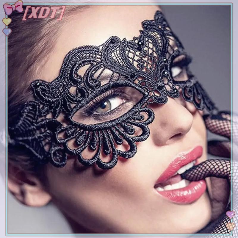 XDT สีดําเซ็กซี่ผู้หญิง Hollow Lace Masquerade Face Mask Princess Party คอสเพลย์ Prom Props เครื่องแ