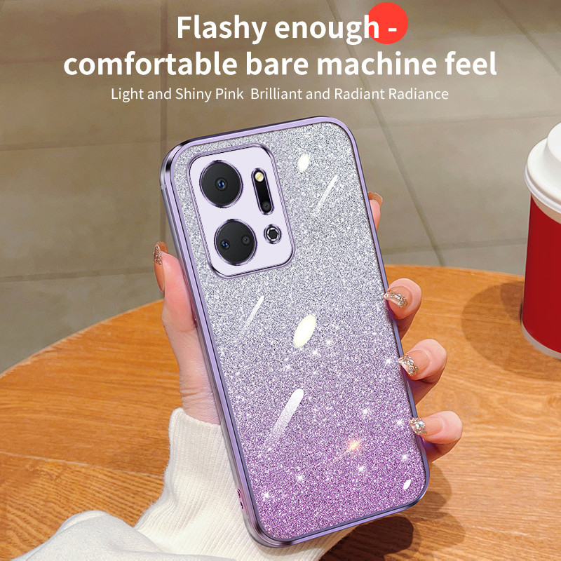 เคส Honor X7A RKY-LX1, RKY-LX2, RKY-LX3 แฟชั่นและ Simple Gradient Sparkling Powder โปร่งใส Soft Shel
