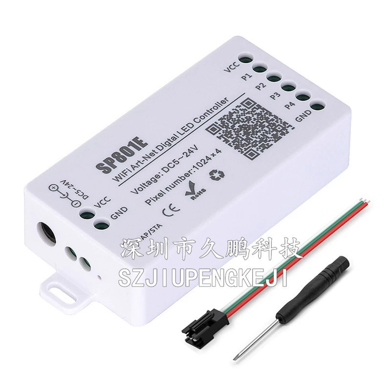 SP801E Full Color AP และ STA โคมไฟสี่เหลี่ยมโหมดคู่ WIFI Art-Net Controller 5-24V