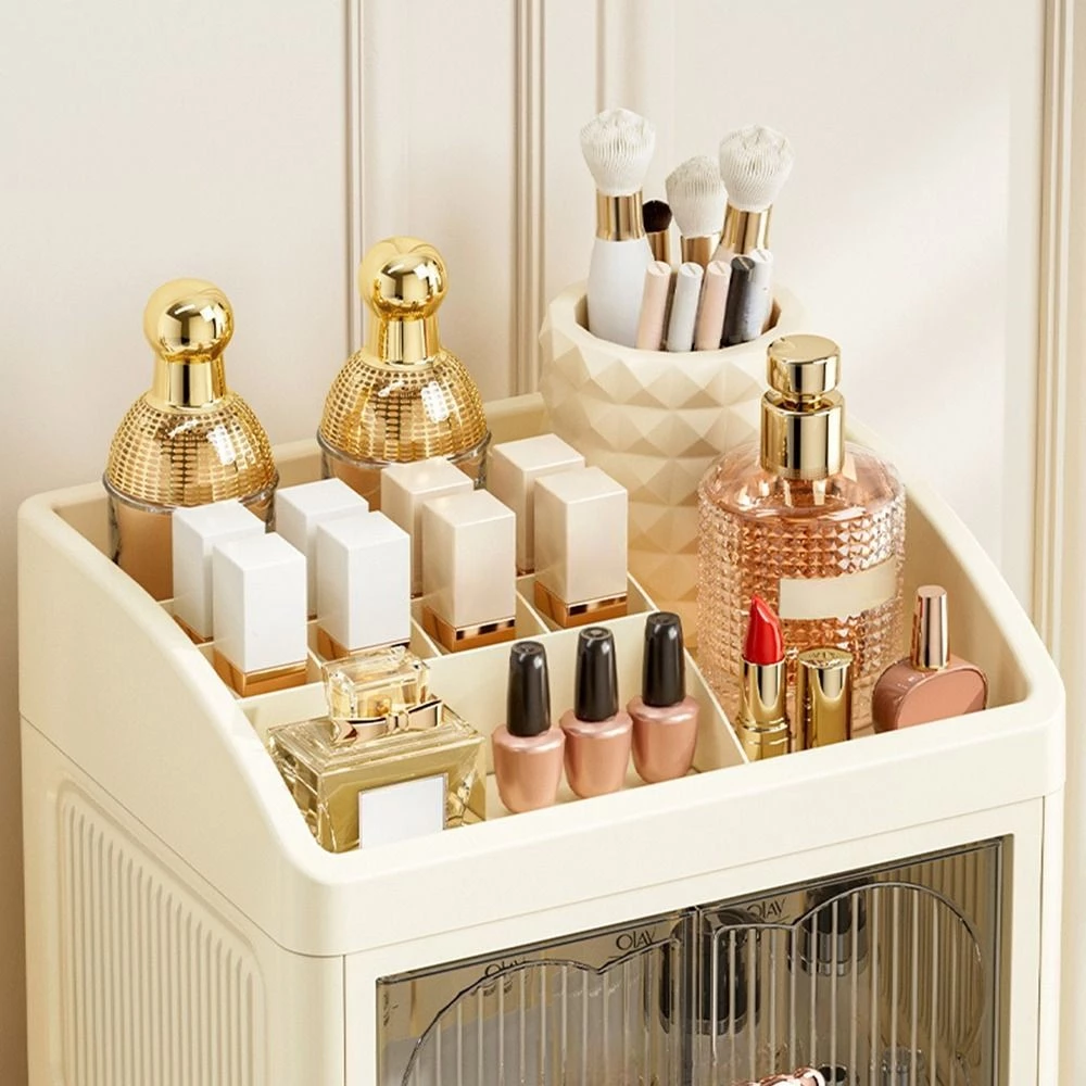 YUMLY Desktop Organizer กล่องเก็บเครื่องสําอางแบบพับได้พลาสติก Simple 2/3 ชั้นตู้เก็บสกินแคร์ความจุขนาดใหญ่ใช้ในบ้าน thumbnail 8