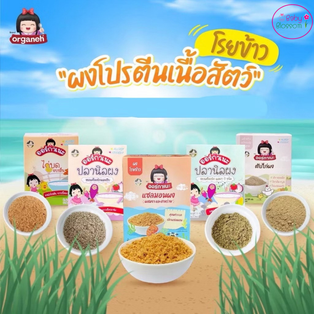 Organeh ออร์กาเนะ อาหารเด็ก 6 เดือนขึ้นไป ผงโปรตีนโรยข้าว ผงเนื้อสัตว์ มีฮาลาล