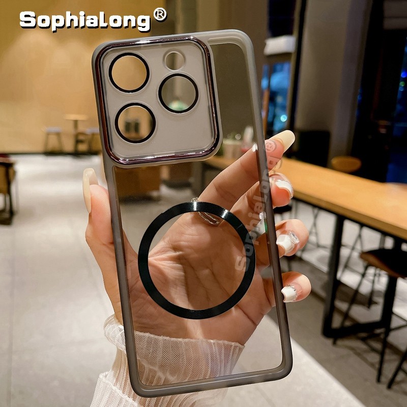 นุ่มโปร่งใสแม่เหล็กสําหรับ Tecno Spark 20 Pro 20C Go 2024 BG6 BG7n KJ5 Itel P55 A666L พร้อมกล้องเลนส