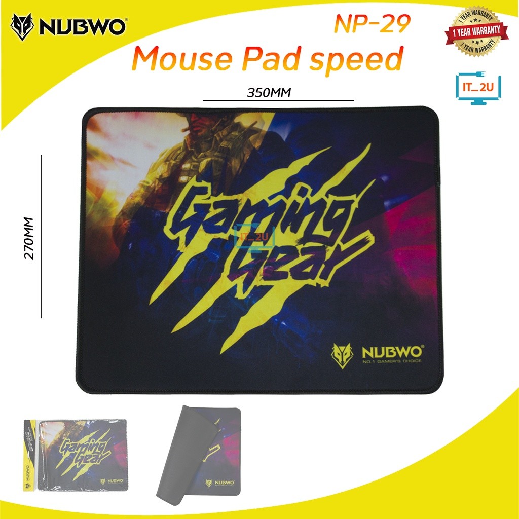 Nubwo NP-025/NP-026/NP-027/NP-029  Mouse Pad Speed (กว้าง35cmXสูง28cmXหนา4มม) แผ่นรองเม้าส์สำหรับเล่