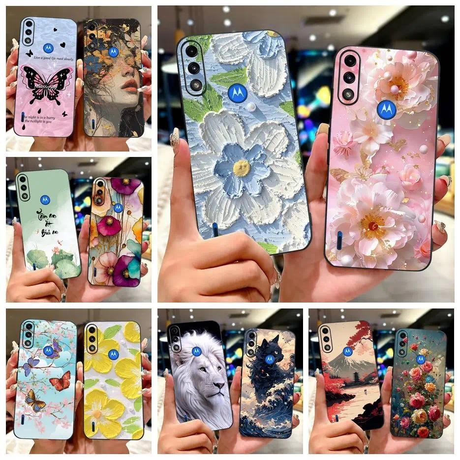 สําหรับ Motorola Moto E7i กรณี XT2097-13 ดอกไม้ที่มีสีสัน Soft TPU เคสโทรศัพท์สําหรับ Motorola Moto 
